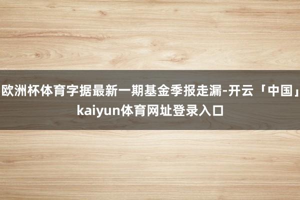 欧洲杯体育字据最新一期基金季报走漏-开云「中国」kaiyun体育网址登录入口