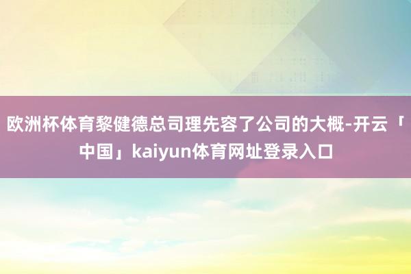 欧洲杯体育黎健德总司理先容了公司的大概-开云「中国」kaiyun体育网址登录入口