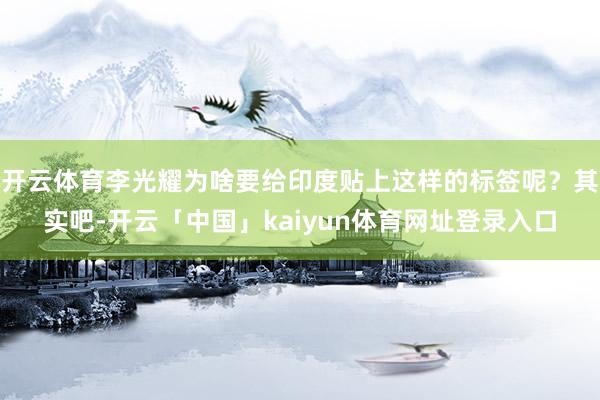开云体育李光耀为啥要给印度贴上这样的标签呢？其实吧-开云「中国」kaiyun体育网址登录入口